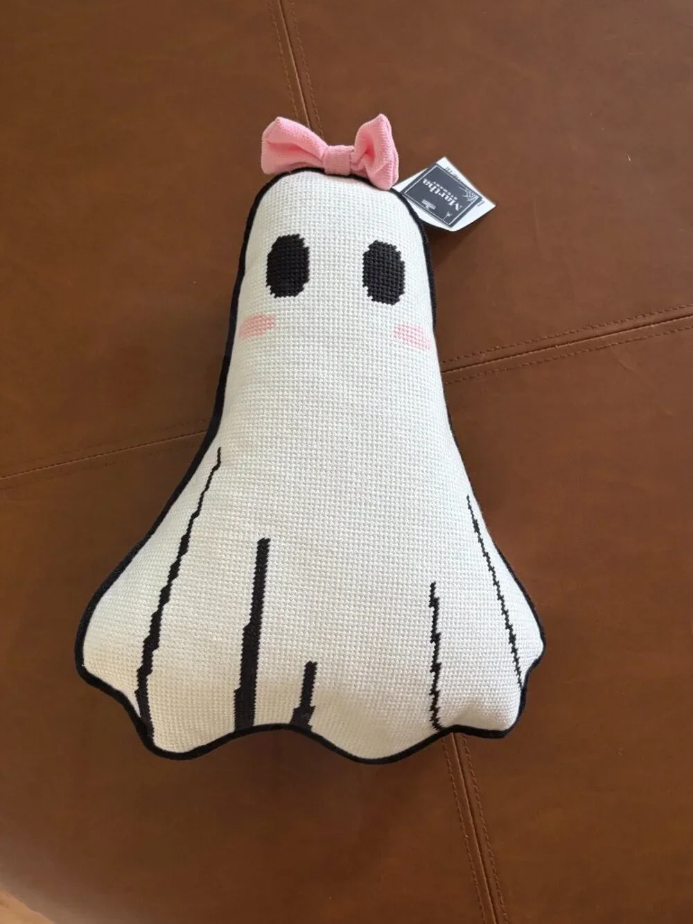 Martha Stewart Halloween Girly Ghost Bow Needlepoint Pillow NWT TikTok Famous